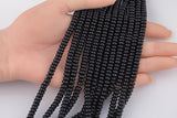 Black Crystal - High Quality in Roundel, 6mm, 8mm- Full 15.5 Inch Strand-15.5 inch Strand Smooth Crystal Beads