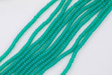 Emerald Green Teal - High Quality in Roundel, 6mm, 8mm- Full 15.5 Inch Strand-15.5 inch Strand Smooth Crystal Beads