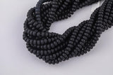 Matte Black - High Quality in Roundel, 6mm, 8mm- Full 15.5 Inch Strand-15.5 inch Strand Smooth Crystal Beads