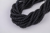 Matte Black - High Quality in Roundel, 6mm, 8mm- Full 15.5 Inch Strand-15.5 inch Strand Smooth Crystal Beads