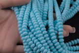 Mint Blue- High Quality in Roundel, 6mm, 8mm- Full 15.5 Inch Strand-15.5 inch Strand Smooth Crystal Beads