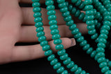 Soap Teal Green- High Quality in Roundel, 6mm, 8mm- Full 15.5 Inch Strand-15.5 inch Strand Smooth Crystal Beads