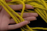 Bright Yellow- High Quality in Roundel, 6mm, 8mm- Full 15.5 Inch Strand-15.5 inch Strand Smooth Crystal Beads