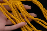 Mustard Yellow- High Quality in Roundel, 6mm, 8mm- Full 15.5 Inch Strand-15.5 inch Strand Smooth Crystal Beads