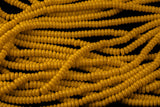 Mustard Yellow- High Quality in Roundel, 6mm, 8mm- Full 15.5 Inch Strand-15.5 inch Strand Smooth Crystal Beads