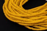 Mustard Yellow- High Quality in Roundel, 6mm, 8mm- Full 15.5 Inch Strand-15.5 inch Strand Smooth Crystal Beads