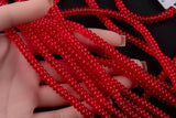 Clear Red- High Quality in Roundel, 6mm, 8mm- Full 15.5 Inch Strand-15.5 inch Strand Smooth Crystal Beads