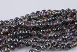 2str 10mm Crystal Beads Round Faceted Gunmetal Peacock 6" strands