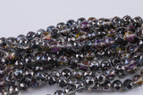 2str 10mm Crystal Beads Round Faceted Gunmetal Peacock 6" strands