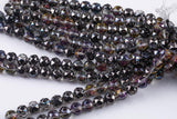 2str 10mm Crystal Beads Round Faceted Gunmetal Peacock 6" strands