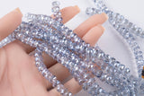 2str 8mm Crystal Beads Roundel Faceted Water Mystic Blue 6" strands