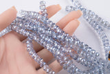 2str 8mm Crystal Beads Roundel Faceted Water Mystic Blue 6" strands
