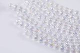 2str 10mm Crystal Beads Round Faceted Clear AB Peacock 6" strands