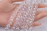 2str 10mm Crystal Beads Round Faceted Clear AB Peacock 6" strands
