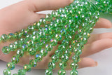 2str 10mm Crystal Beads Round Faceted Apple Green 6" strands
