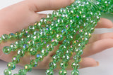 2str 10mm Crystal Beads Round Faceted Apple Green 6" strands