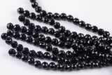 2str 10mm Crystal Beads Round Faceted Black 6" strands