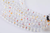 2str 10mm Crystal Beads Round Faceted Clear AB Peacock 6" strands