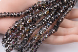 2str 8mm Crystal Beads Roundel Faceted Gunmetal Peacock 6" strands