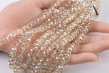 2str 8mm Crystal Beads Roundel Faceted Champagne 6" strands
