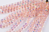 2str 10mm Crystal Beads Round Faceted Pink AB 6" strands