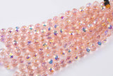 2str 10mm Crystal Beads Round Faceted Pink AB 6" strands