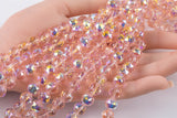 2str 10mm Crystal Beads Round Faceted Pink AB 6" strands