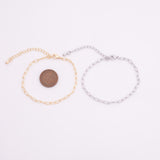 Gold PVD Paperclip bracelet 3x6mm round links tarnish resistant PVD ION plated 6.75" plus 2" extender