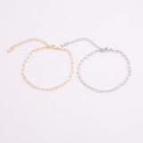 Gold PVD Paperclip bracelet 3x6mm round links tarnish resistant PVD ION plated 6.75" plus 2" extender