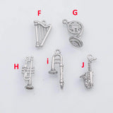 18K Gold pvd Musical instruments trumpet harp clarinet trombone saxophone sax charm s Charms - Tarnish Resistant