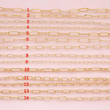 Paperclip chain selection 18k gold filled unfinished loose chain for bracelets and necklaces charm bar chain by the yard