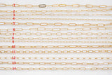 Paperclip chain selection 18k gold filled unfinished loose chain for bracelets and necklaces charm bar chain by the yard