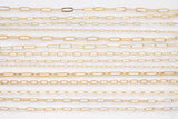 Paperclip chain selection 18k Gold Plated unfinished loose chain for bracelets and necklaces charm bar chain by the yard