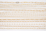 Paperclip chain selection 18k gold filled unfinished loose chain for bracelets and necklaces charm bar chain by the yard