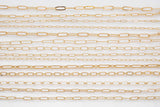 Paperclip chain selection 18k gold filled unfinished loose chain for bracelets and necklaces charm bar chain by the yard