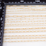 Paperclip chain selection 18k gold filled unfinished loose chain for bracelets and necklaces charm bar chain by the yard