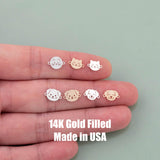 Cat Dog Face Connectors - 14kt gold filled or Sterling Silver - Made in the USA
