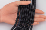 Matte Black - High Quality in Roundel, 6mm, 8mm- Full 15.5 Inch Strand-15.5 inch Strand Smooth Crystal Beads