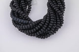 Matte Black - High Quality in Roundel, 6mm, 8mm- Full 15.5 Inch Strand-15.5 inch Strand Smooth Crystal Beads