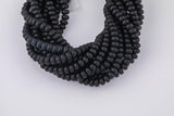 Matte Black - High Quality in Roundel, 6mm, 8mm- Full 15.5 Inch Strand-15.5 inch Strand Smooth Crystal Beads
