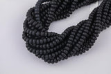 Matte Black - High Quality in Roundel, 6mm, 8mm- Full 15.5 Inch Strand-15.5 inch Strand Smooth Crystal Beads