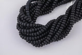 Matte Black - High Quality in Roundel, 6mm, 8mm- Full 15.5 Inch Strand-15.5 inch Strand Smooth Crystal Beads