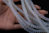 Opalite White- High Quality in Roundel, 6mm, 8mm- Full 15.5 Inch Strand-15.5 inch Strand Smooth Crystal Beads