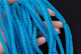 Ocean Blue- High Quality in Roundel, 6mm, 8mm- Full 15.5 Inch Strand-15.5 inch Strand Smooth Crystal Beads