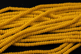 Mustard Yellow- High Quality in Roundel, 6mm, 8mm- Full 15.5 Inch Strand-15.5 inch Strand Smooth Crystal Beads