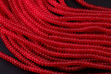 Clear Red- High Quality in Roundel, 6mm, 8mm- Full 15.5 Inch Strand-15.5 inch Strand Smooth Crystal Beads