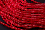 Clear Red- High Quality in Roundel, 6mm, 8mm- Full 15.5 Inch Strand-15.5 inch Strand Smooth Crystal Beads