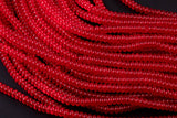 Clear Red- High Quality in Roundel, 6mm, 8mm- Full 15.5 Inch Strand-15.5 inch Strand Smooth Crystal Beads