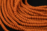 Orange- High Quality in Roundel, 6mm, 8mm- Full 15.5 Inch Strand-15.5 inch Strand Smooth Crystal Beads