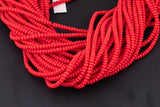 4mm Red Roundel Heishi Beads - High Quality Full 15.5 Inch Strand - 15.5 inch Strand Smooth Crystal Beads
